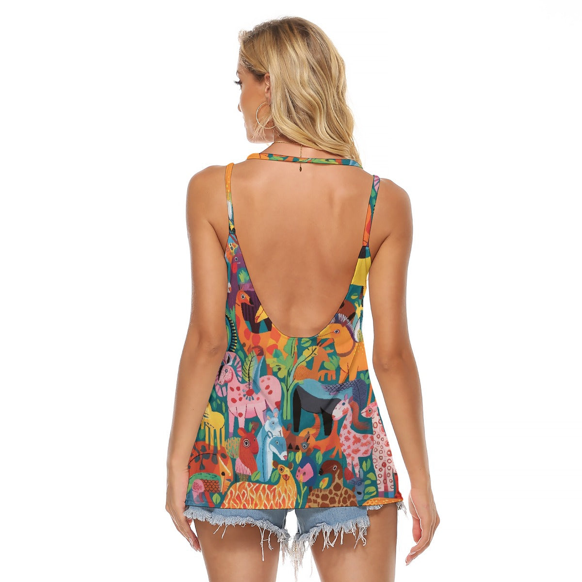 All-Over Print Women's Halter Top With Backless