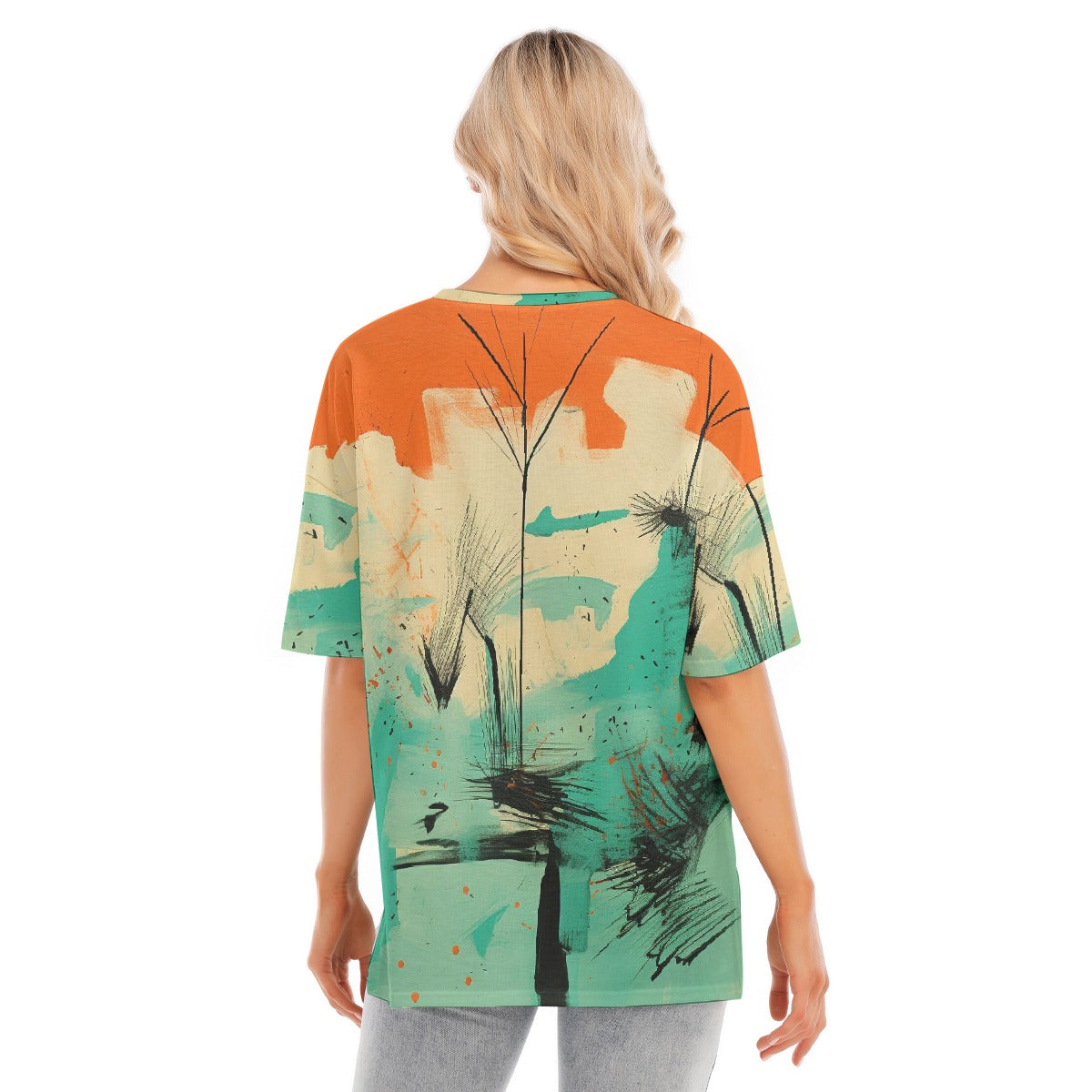 All-Over Print Women's Short Sleeves T-shirt With Hem Split