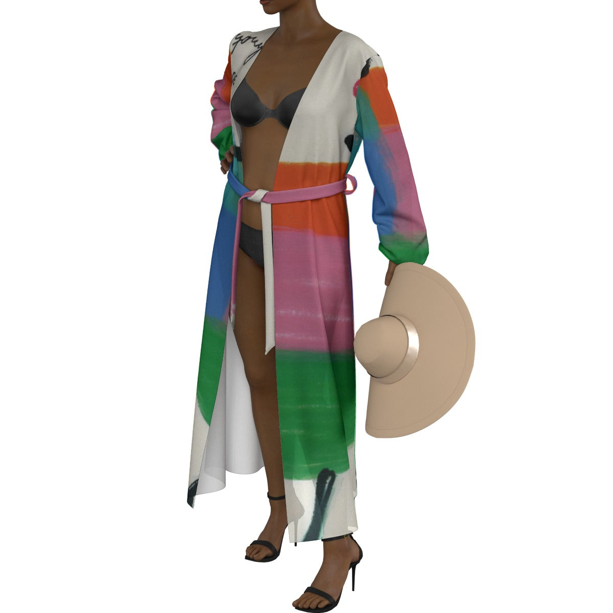 All-Over Print Women's Lace-up Chiffon Robe