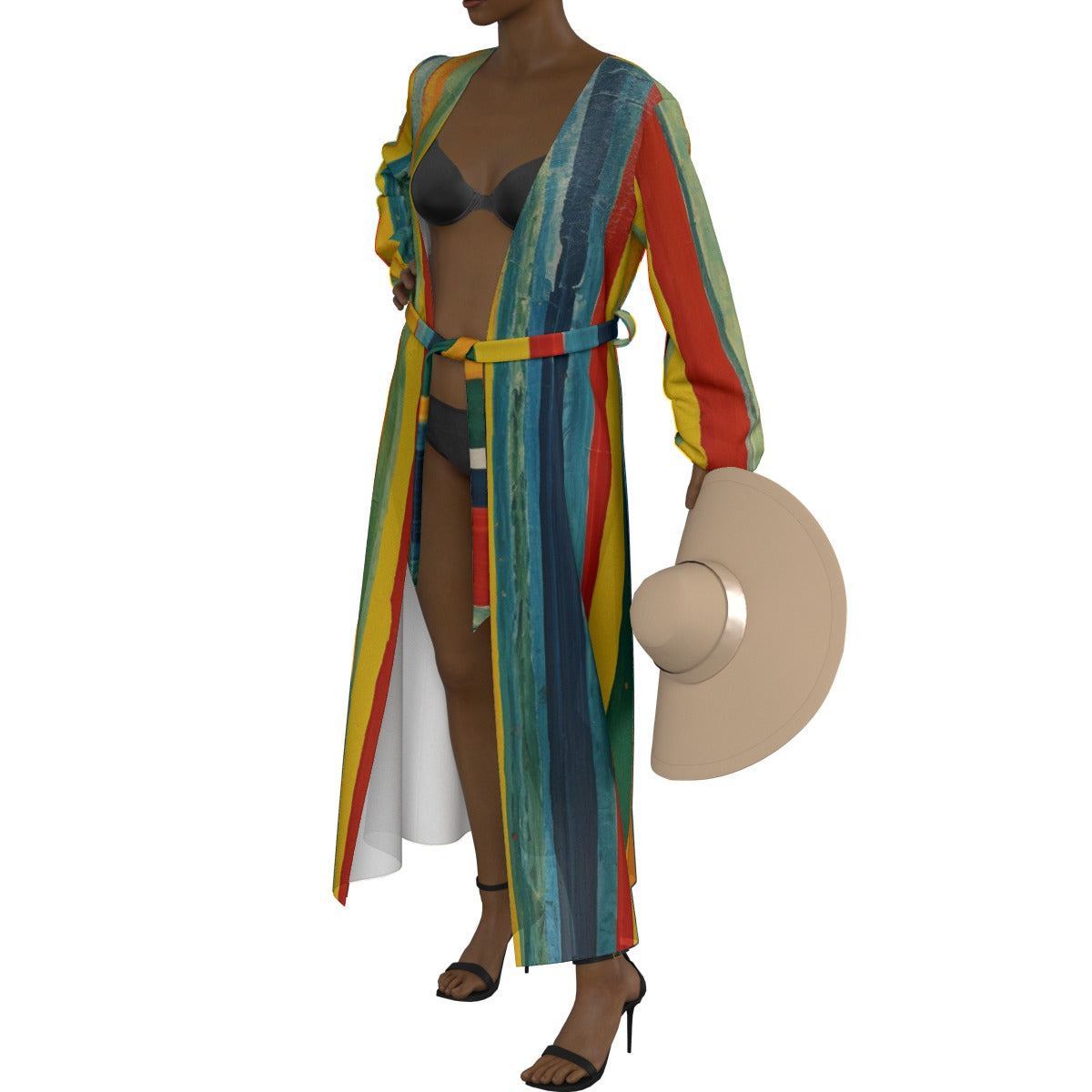 All-Over Print Women's Lace-up Chiffon Robe