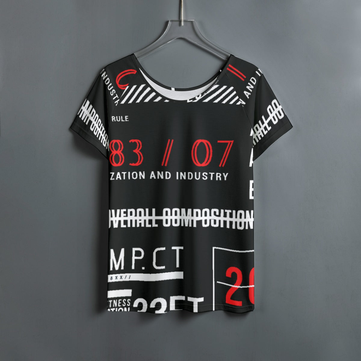 All-Over Print Women's Round Neck T-shirt With Raglan Sleeve