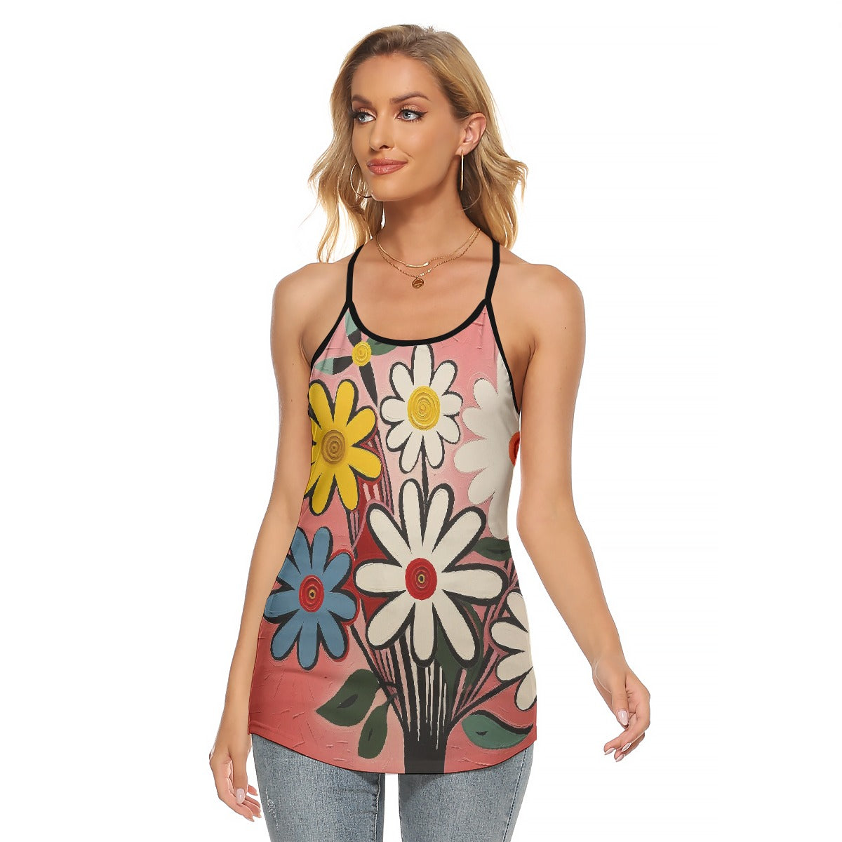 All-Over Print Women's Criss-Cross Open Back Tank Top