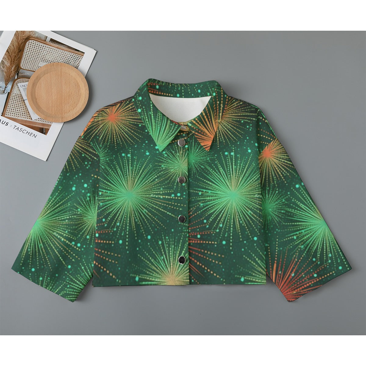 All-Over Print Women's Cropped Jacket | 245GSM Cotton