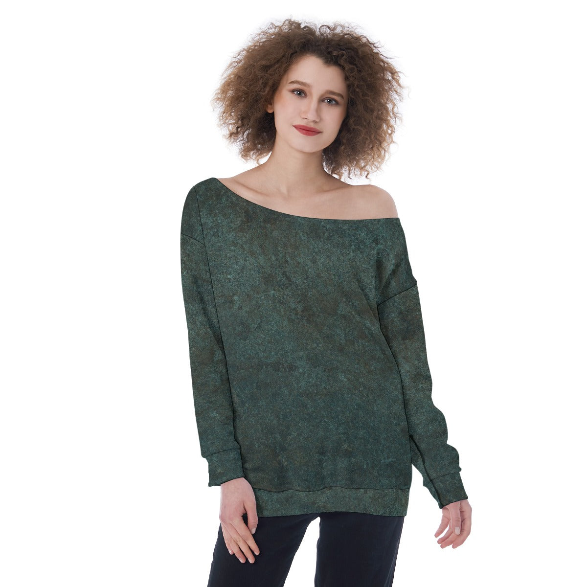 All-Over Print Oversized Women's Off-Shoulder Sweatshirt