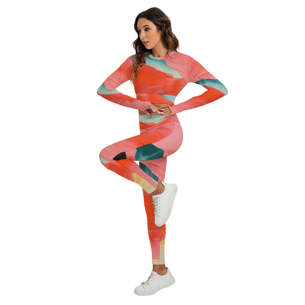 All-Over Print Women's Sport Set With Backless Top And Leggings