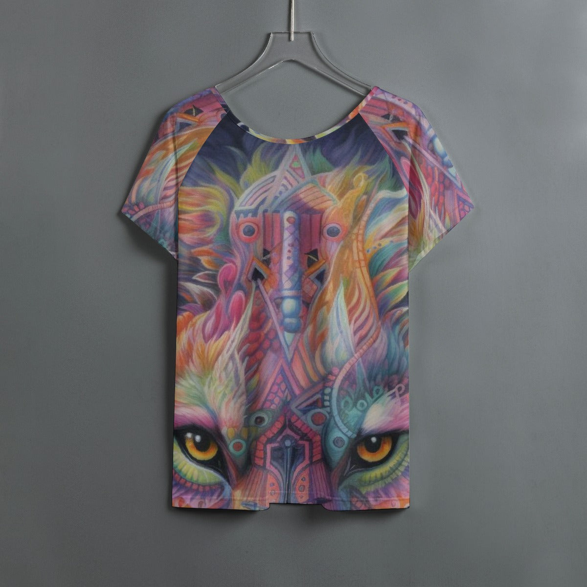 All-Over Print Women's Round Neck T-shirt With Raglan Sleeve