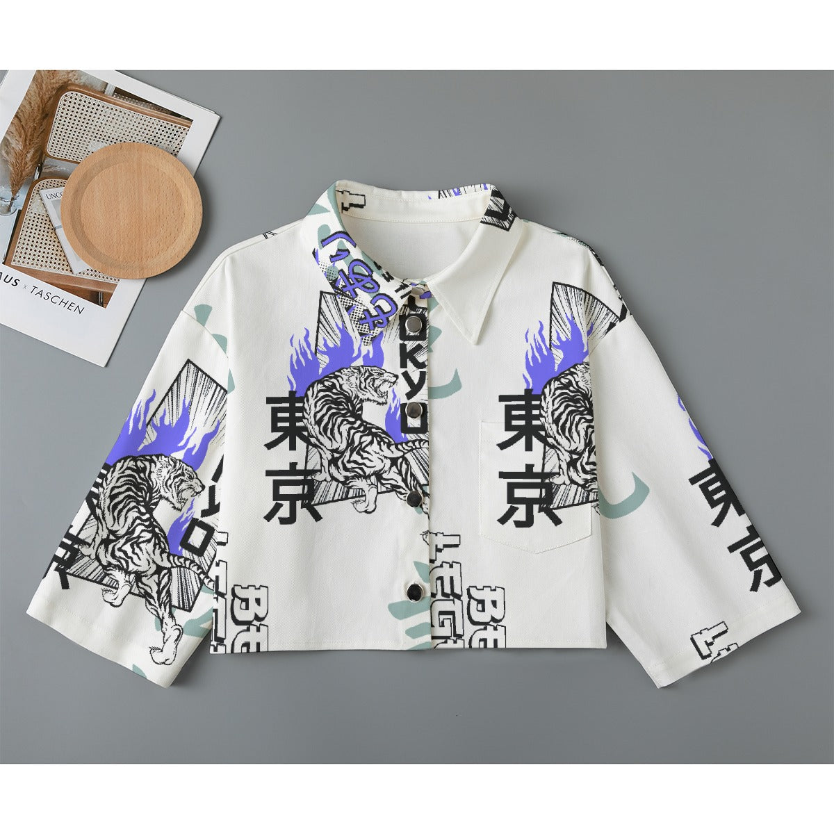 All-Over Print Women's Cropped Jacket | 245GSM Cotton