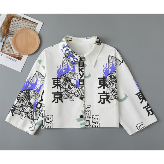All-Over Print Women's Cropped Jacket | 245GSM Cotton