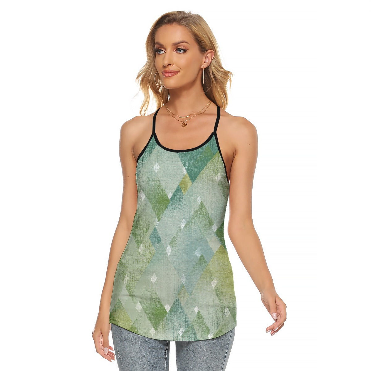 All-Over Print Women's Criss-Cross Open Back Tank Top