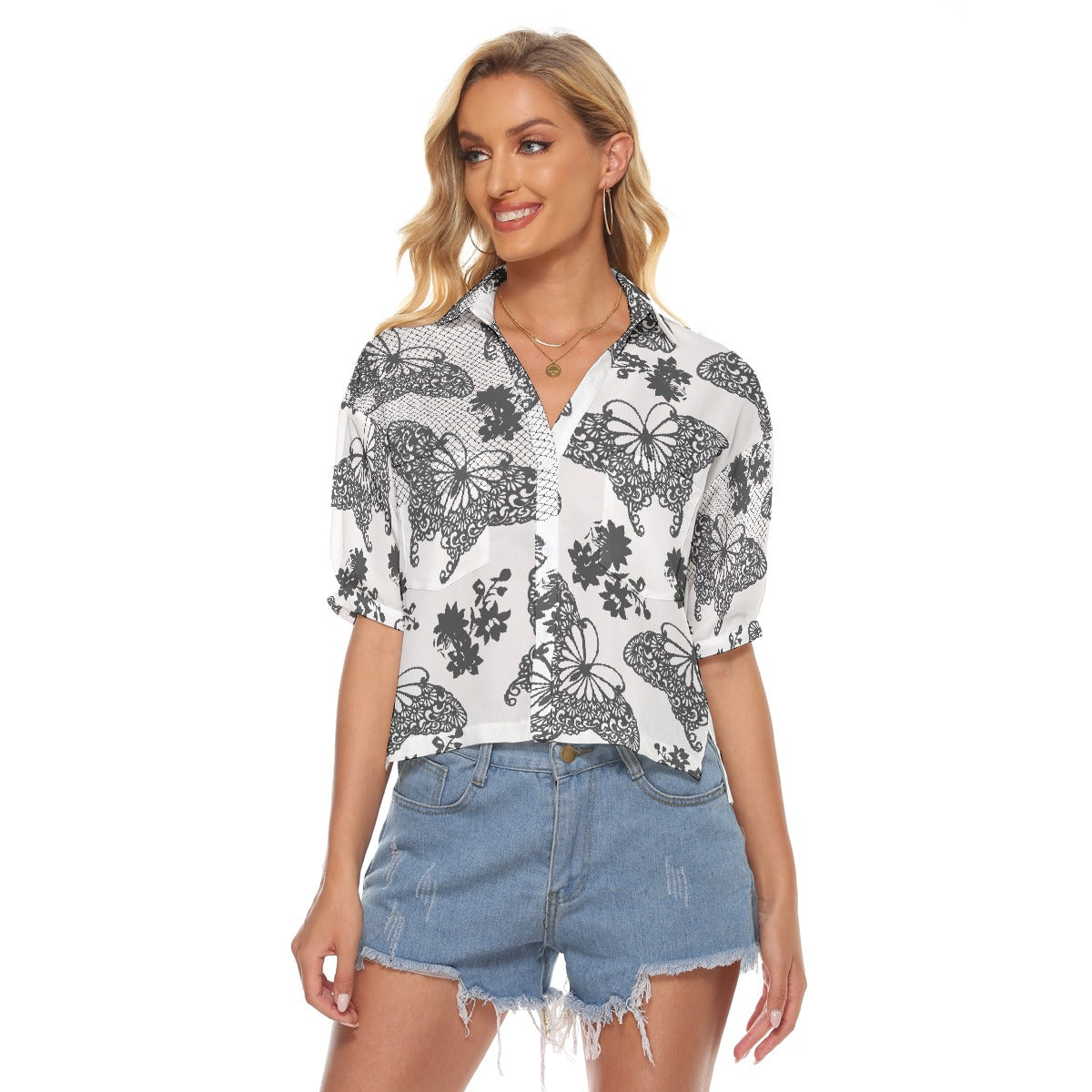 All-Over Print Women's V-neck Shirts