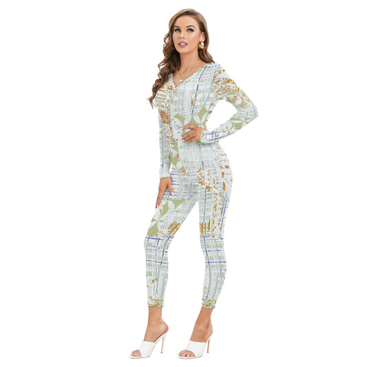 All-Over Print Women's Plunging Neck Jumpsuit
