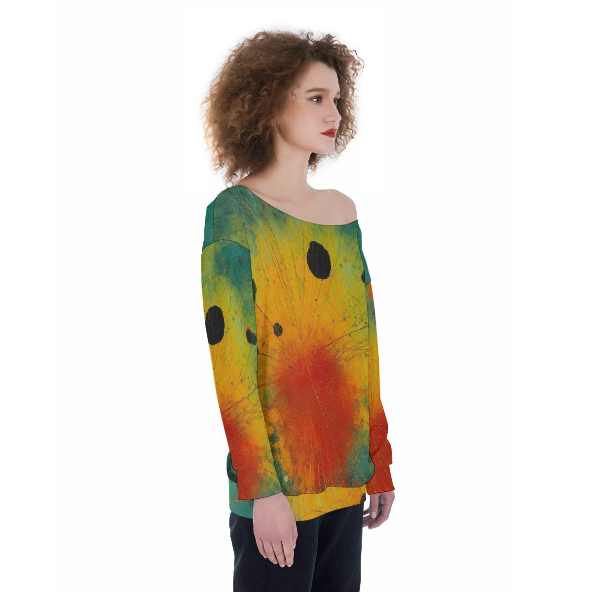 All-Over Print Oversized Women's Off-Shoulder Sweatshirt