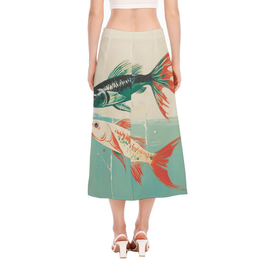 All-Over Print Women's High Slit Long Skirt