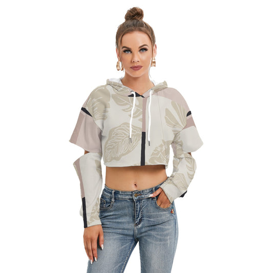 All-Over Print Women's Heavy Fleece Hoodie With Hollow Out Sleeve