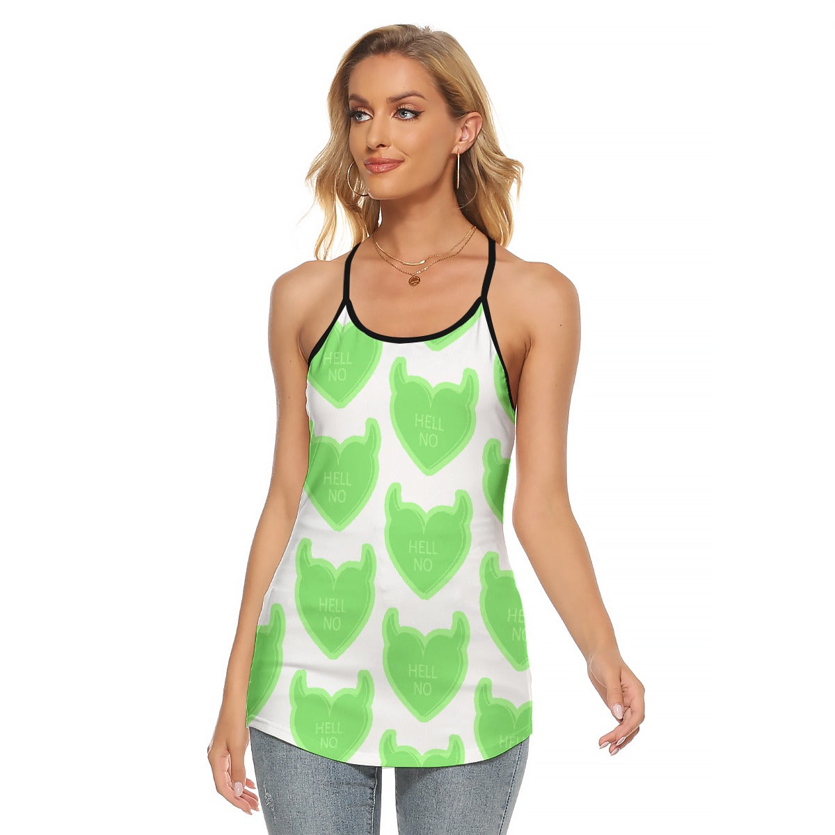 All-Over Print Women's Criss-Cross Open Back Tank Top