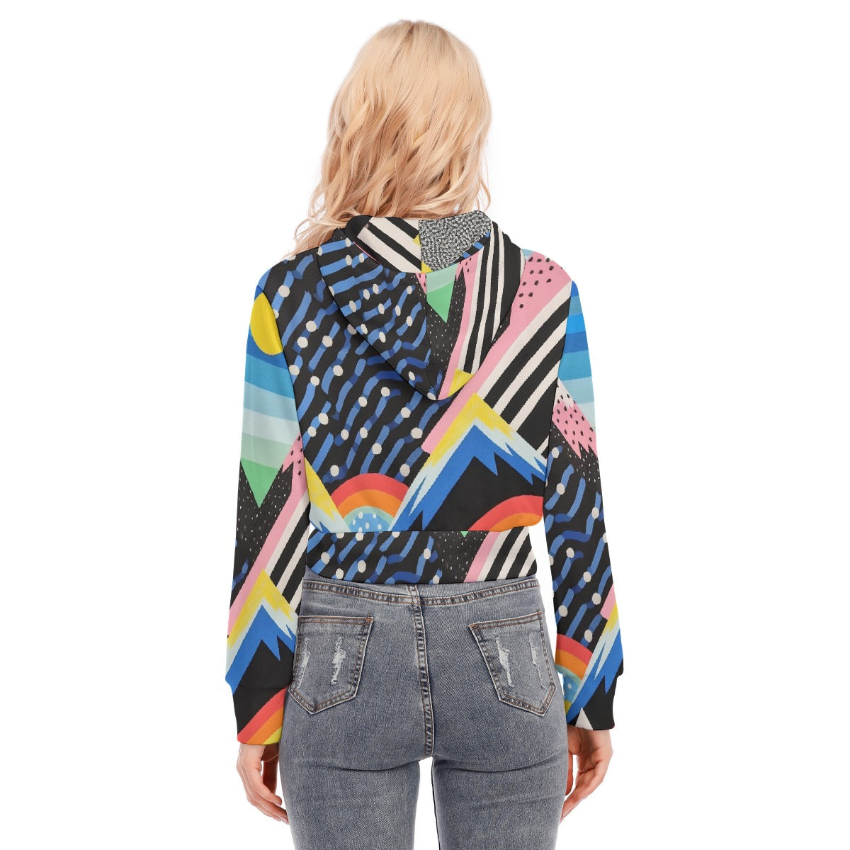 All-Over Print Women's Crop Top Hoodie With Zipper Closure