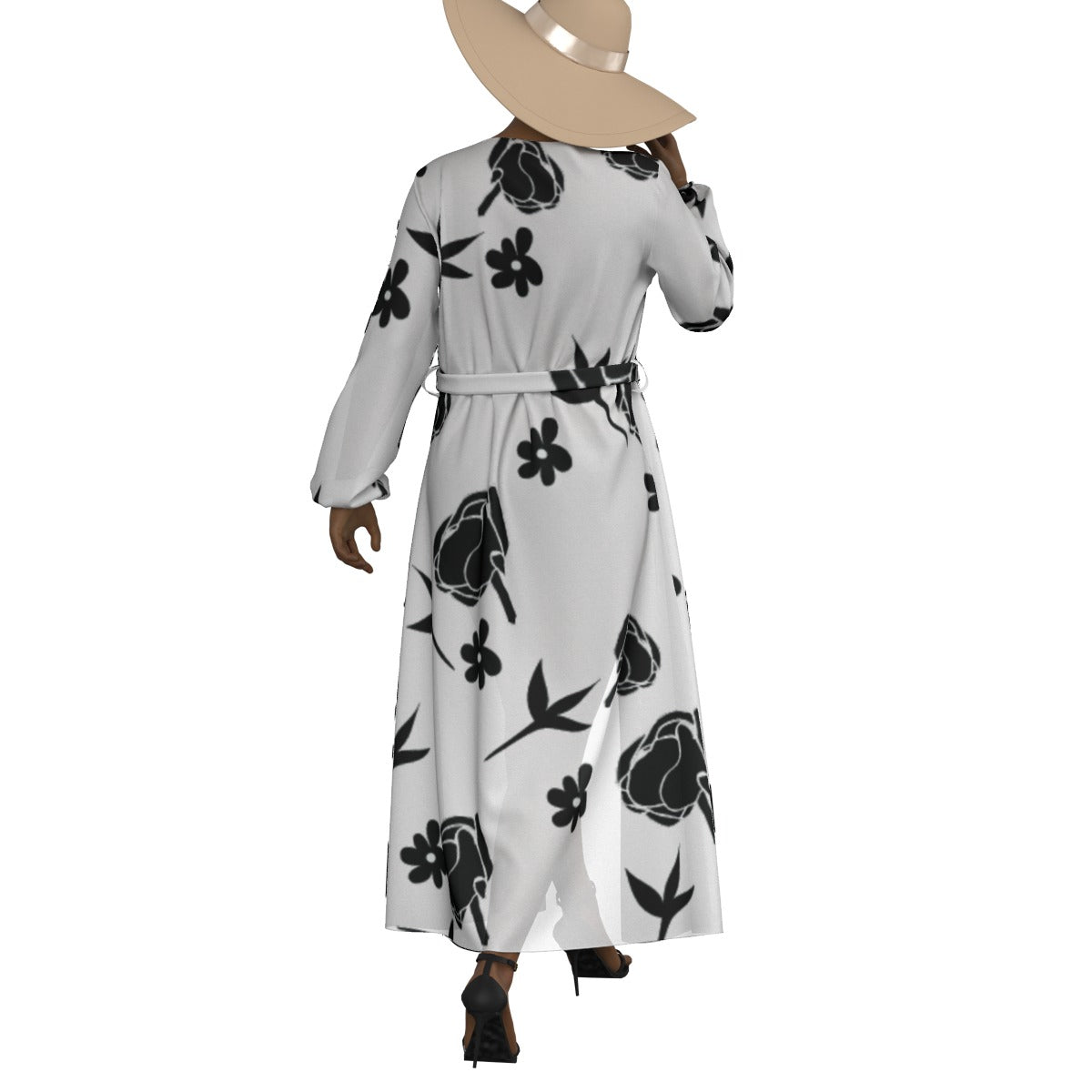 All-Over Print Women's Lace-up Chiffon Robe