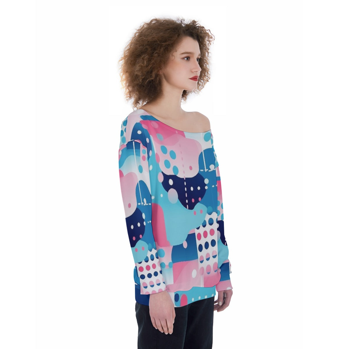 All-Over Print Oversized Women's Off-Shoulder Sweatshirt