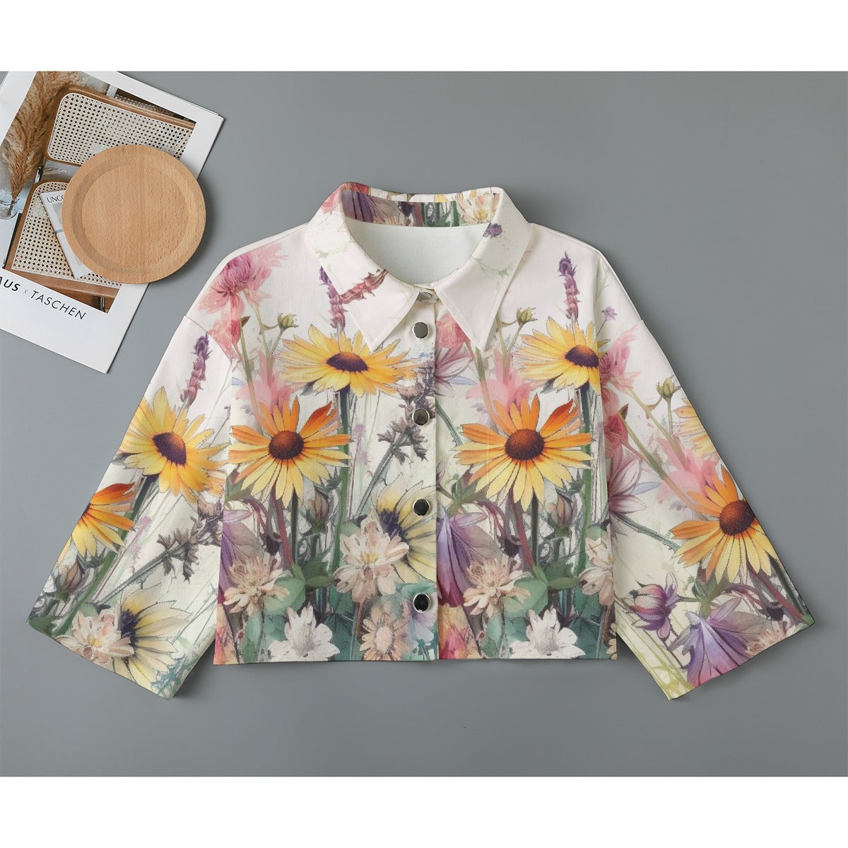 All-Over Print Women's Cropped Jacket | 245GSM Cotton