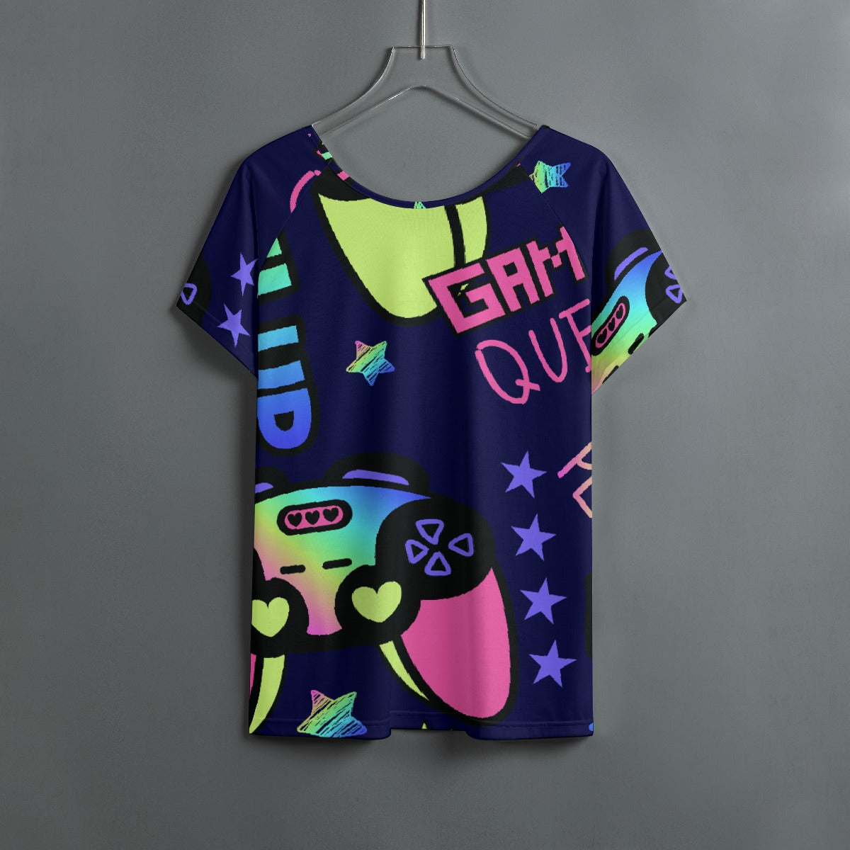 All-Over Print Women's Round Neck T-shirt With Raglan Sleeve