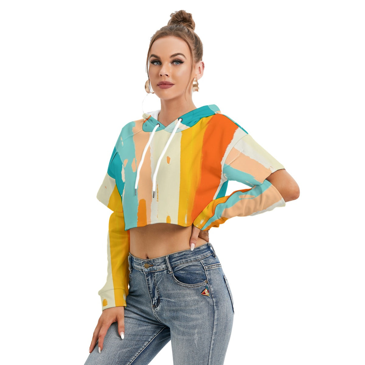 All-Over Print Women's Heavy Fleece Hoodie With Hollow Out Sleeve