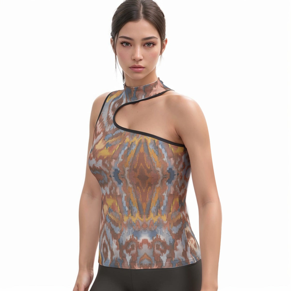 All-Over Print Women's Halter Sleeveless Asymmetrical Tank Top