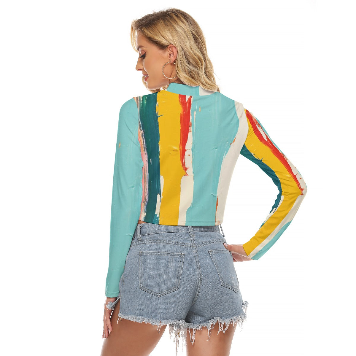 All-Over Print Women's Hollow Chest Keyhole Tight Crop Top