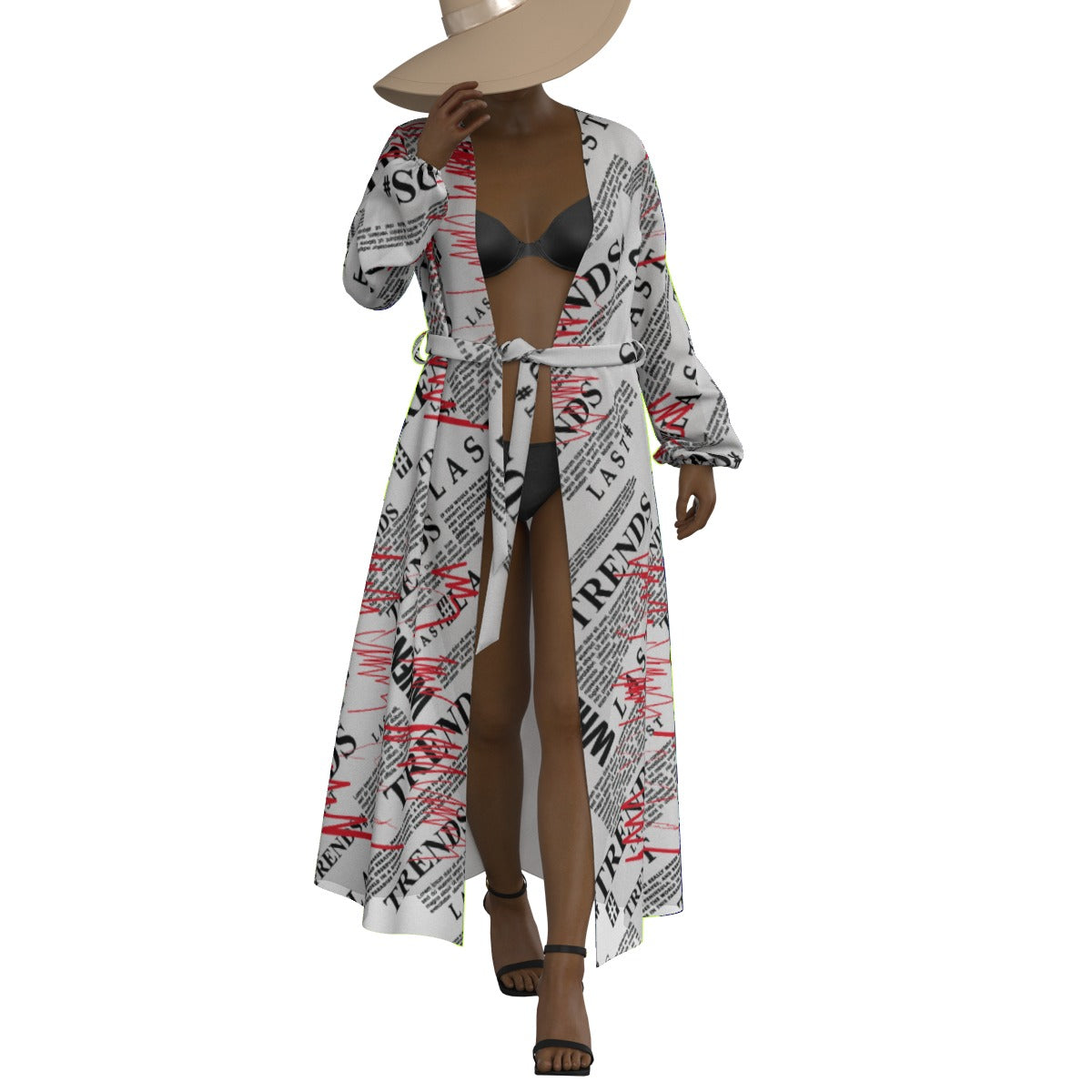 All-Over Print Women's Lace-up Chiffon Robe