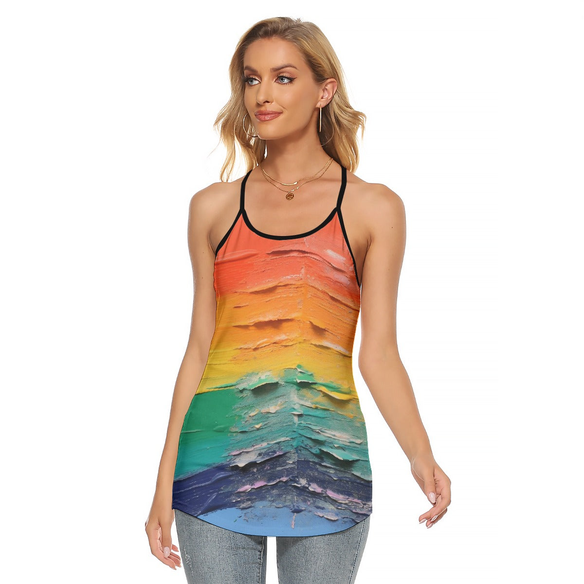 All-Over Print Women's Criss-Cross Open Back Tank Top