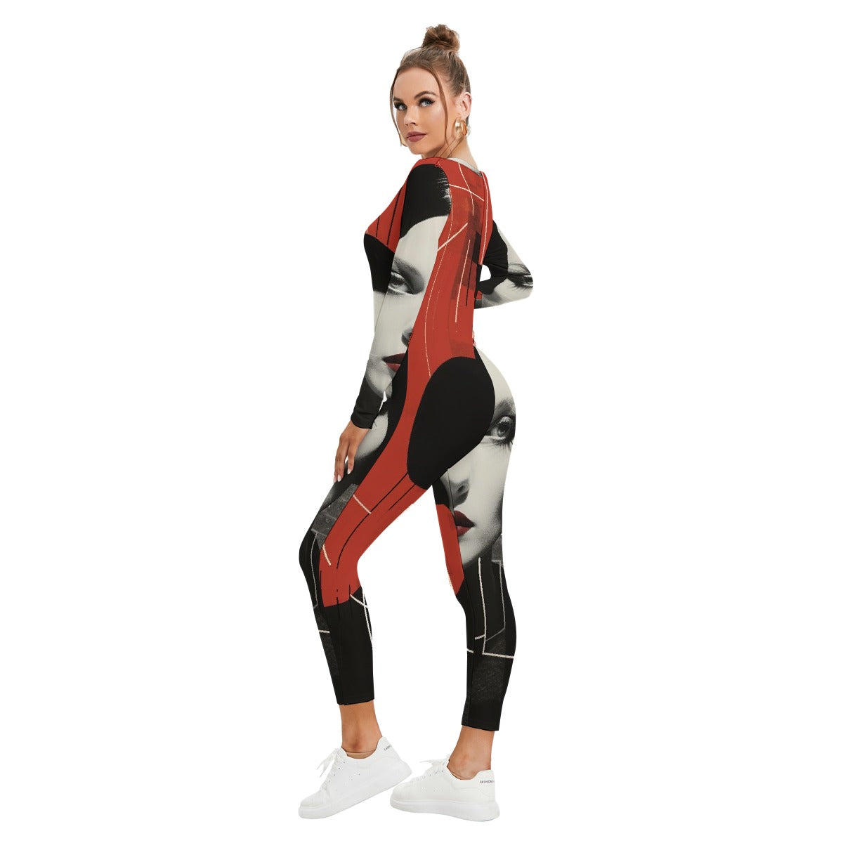 All-Over Print Women's Plunging Neck Jumpsuit