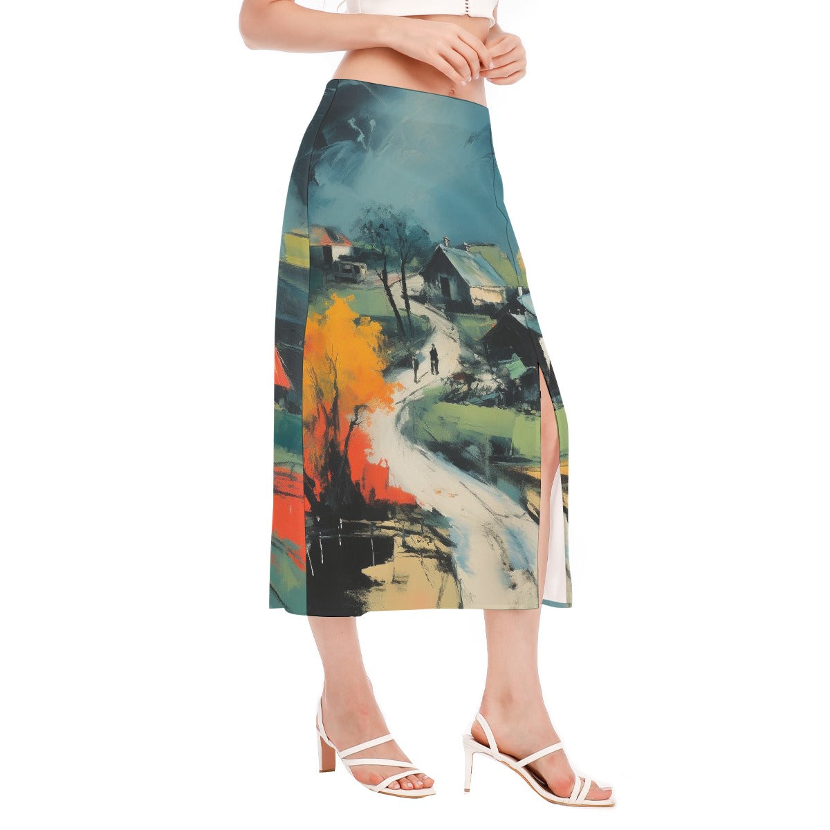 All-Over Print Women's High Slit Long Skirt