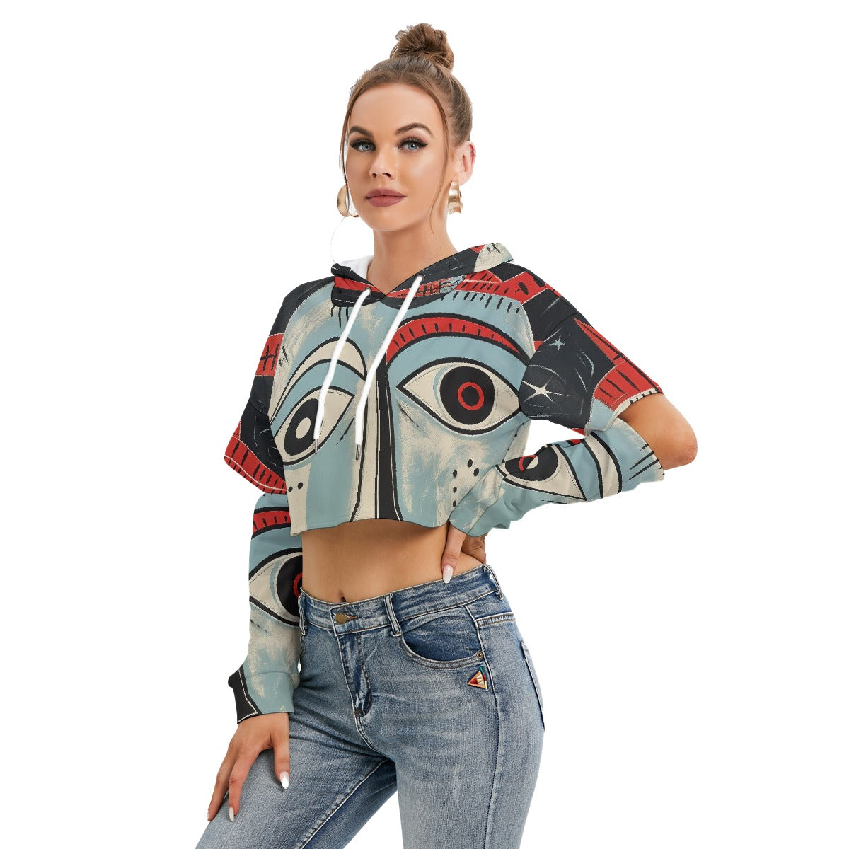 All-Over Print Women's Heavy Fleece Hoodie With Hollow Out Sleeve