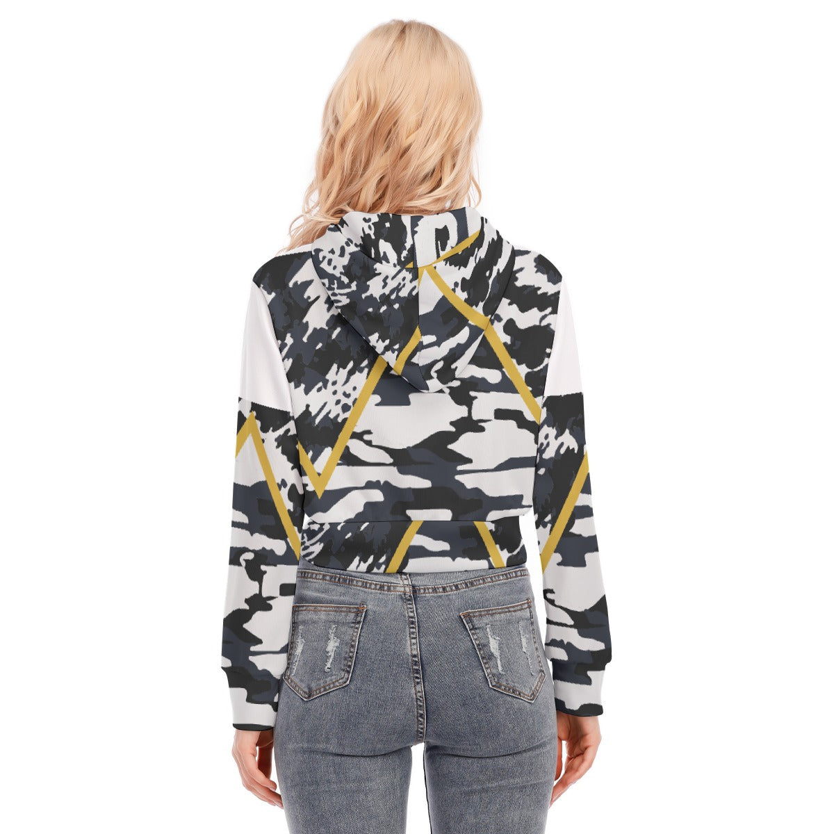 All-Over Print Women's Crop Top Hoodie With Zipper Closure