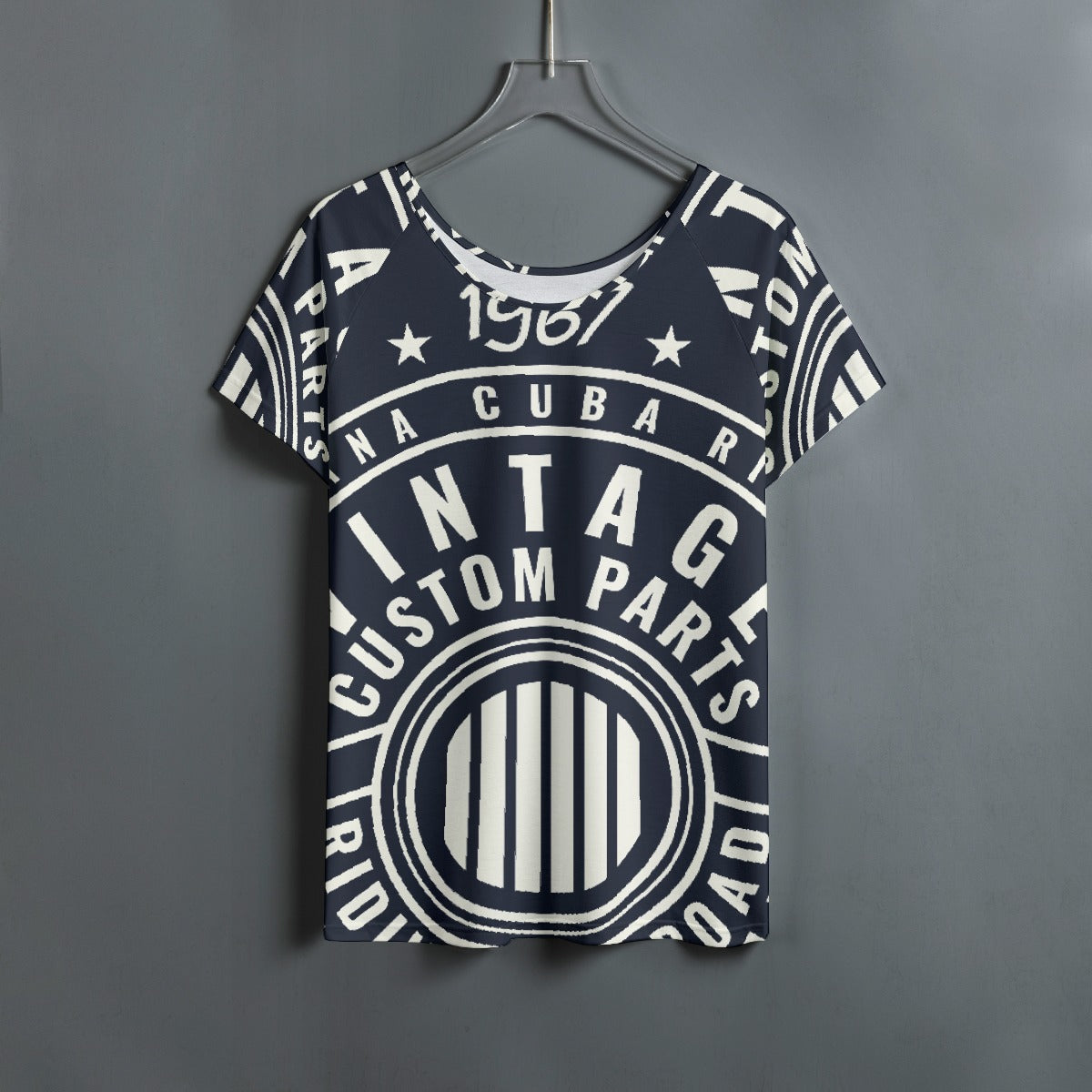 All-Over Print Women's Round Neck T-shirt With Raglan Sleeve