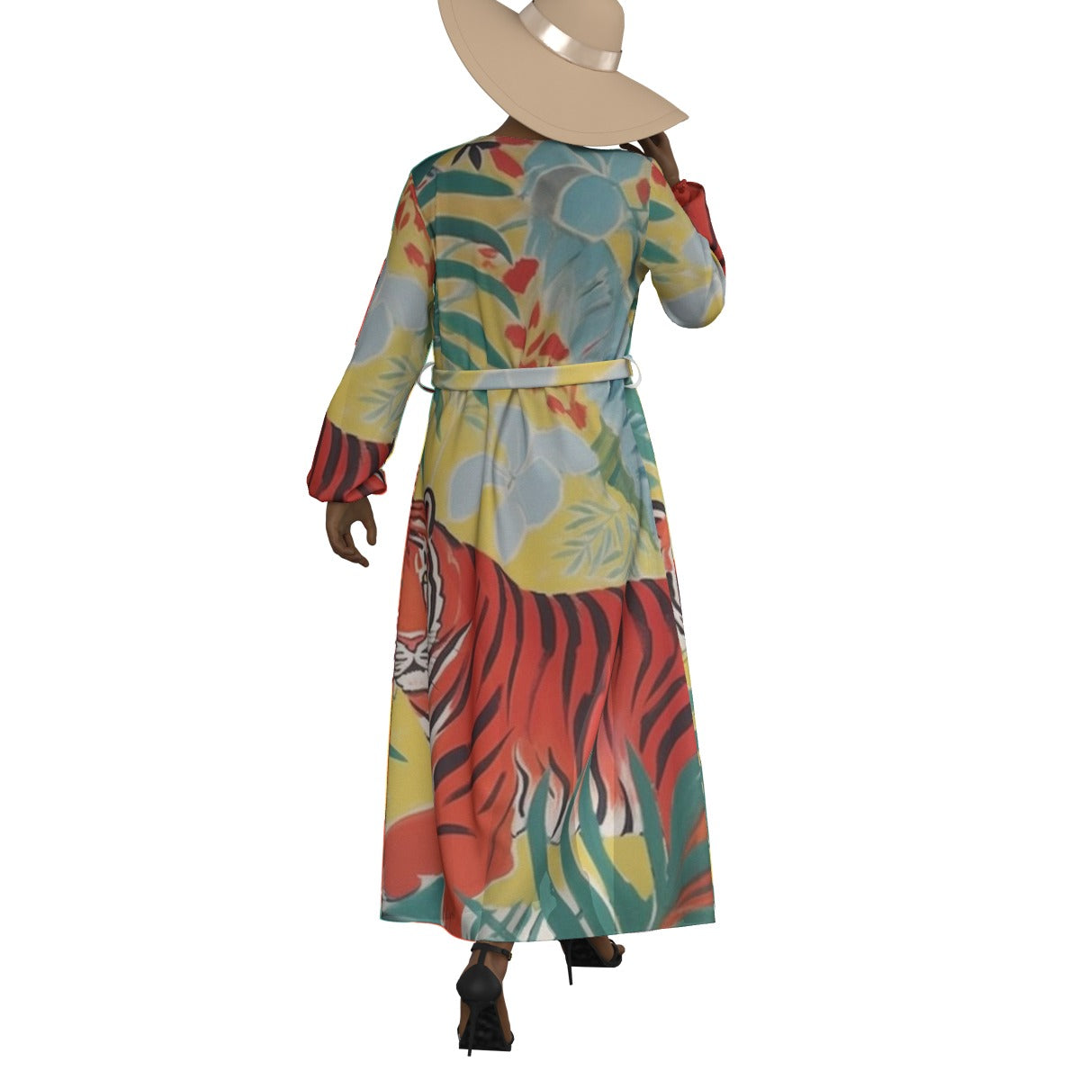 All-Over Print Women's Lace-up Chiffon Robe