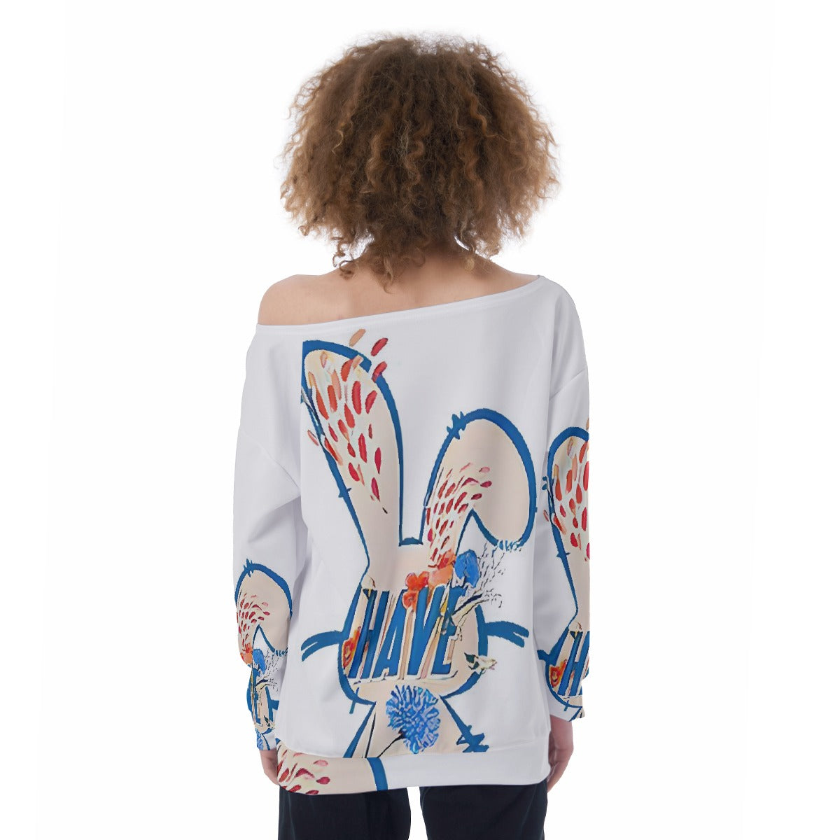 All-Over Print Oversized Women's Off-Shoulder Sweatshirt