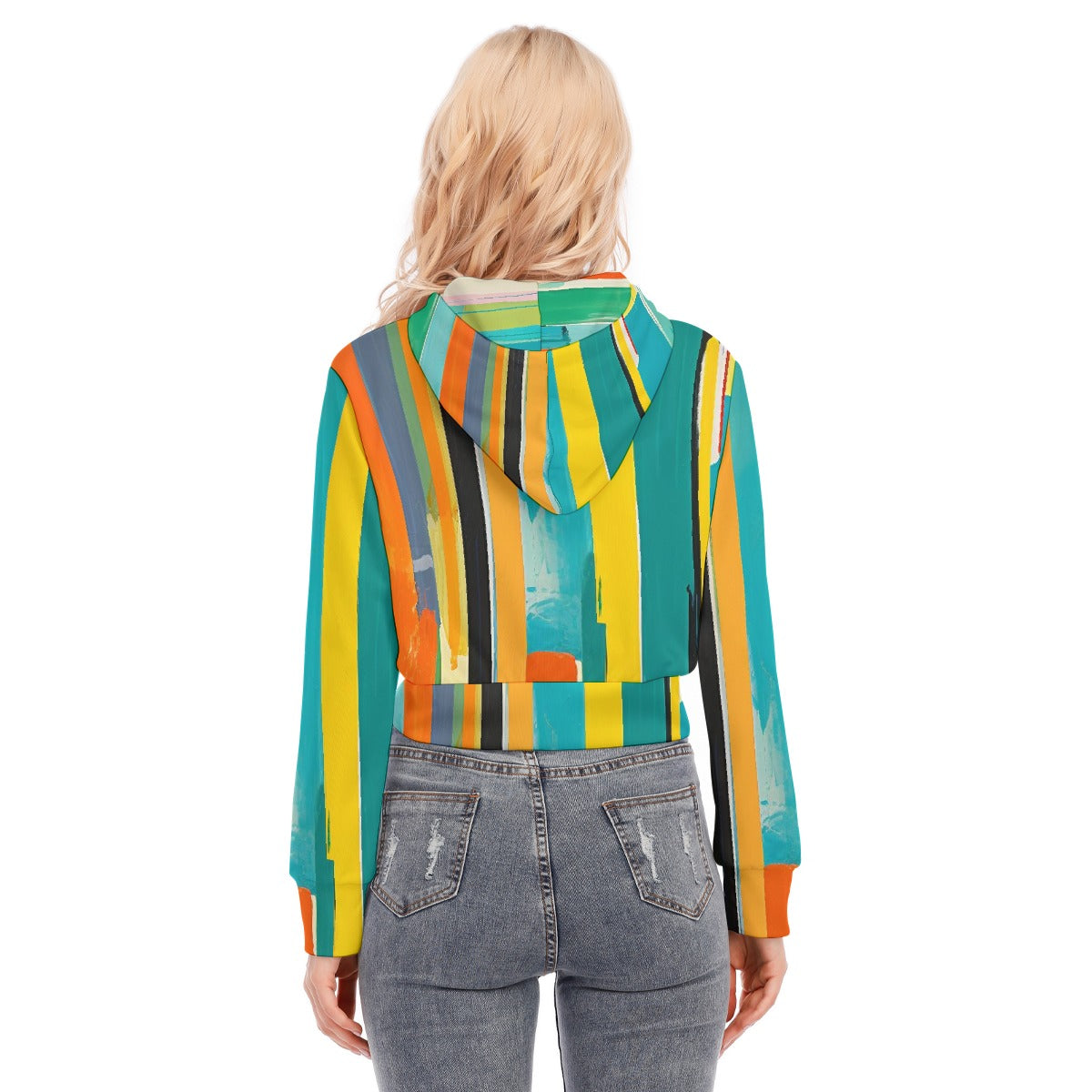 All-Over Print Women's Crop Top Hoodie With Zipper Closure