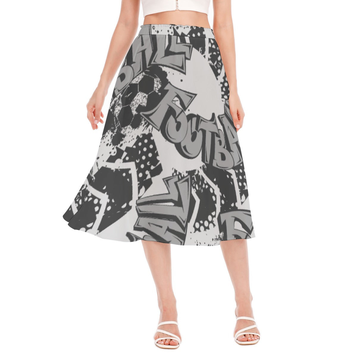 All-Over Print Women's Long Section Chiffon Skirt