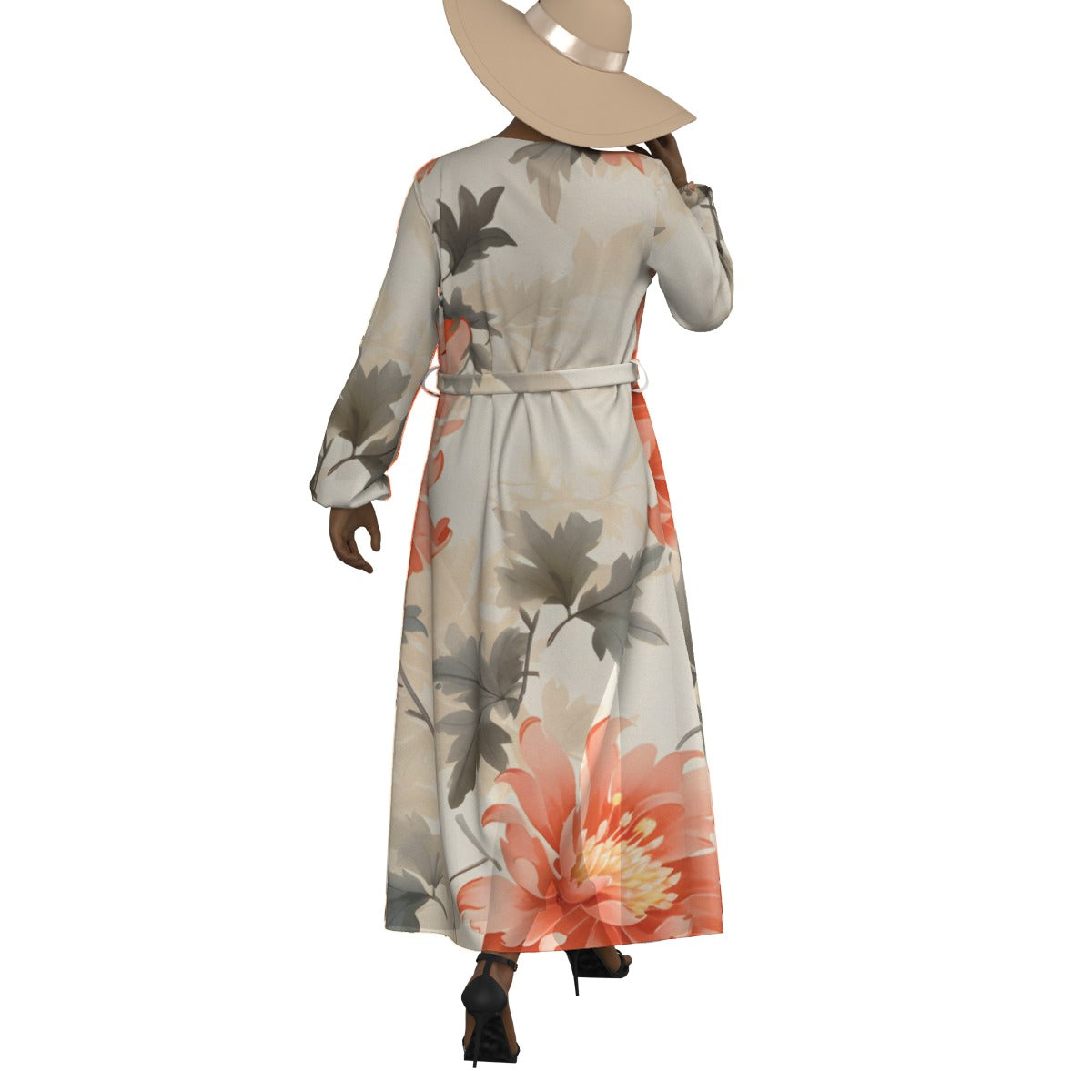 All-Over Print Women's Lace-up Chiffon Robe