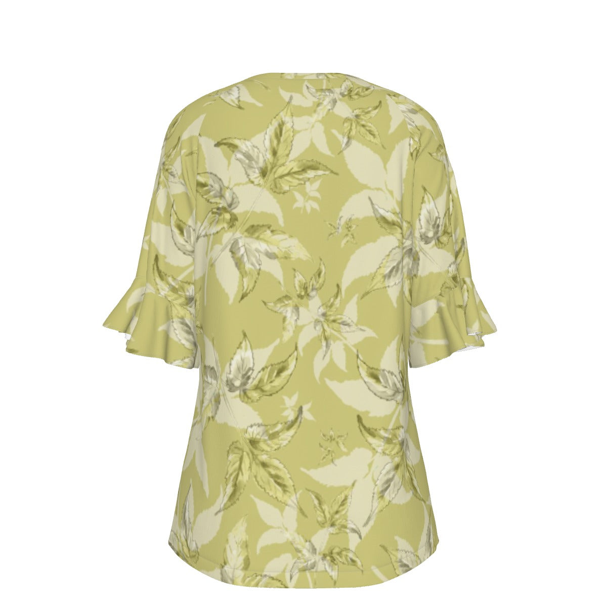 All-Over Print V-neck Women's T-shirt With Bell Sleeve