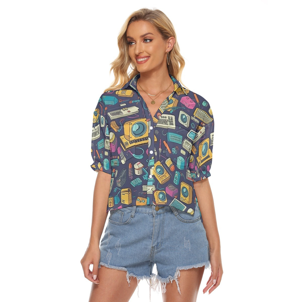 All-Over Print Women's V-neck Shirts