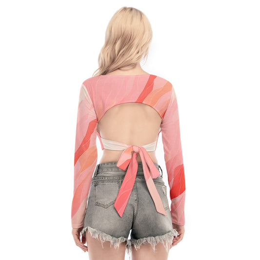 All-Over Print Women's Back Hollow T-shirt With Strap