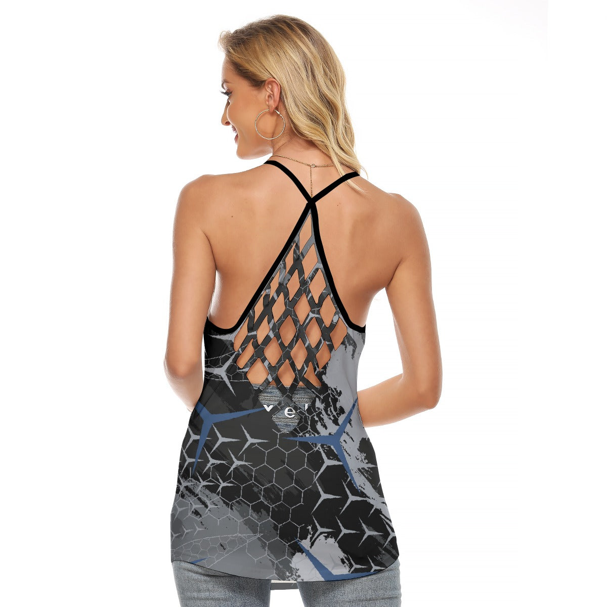 All-Over Print Women's Criss-Cross Open Back Tank Top