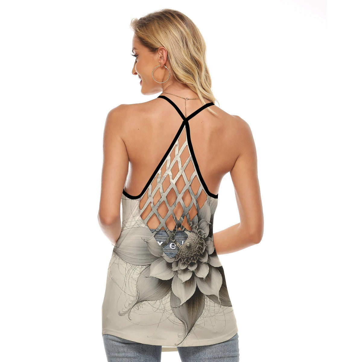 All-Over Print Women's Criss-Cross Open Back Tank Top