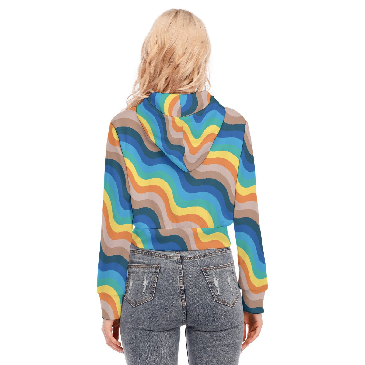 All-Over Print Women's Crop Top Hoodie With Zipper Closure
