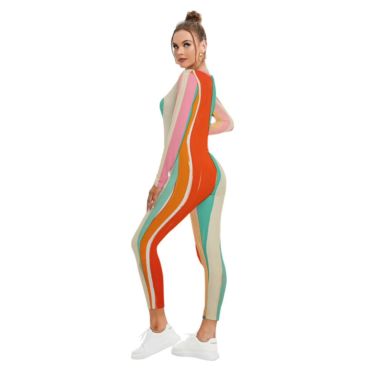 All-Over Print Women's Plunging Neck Jumpsuit