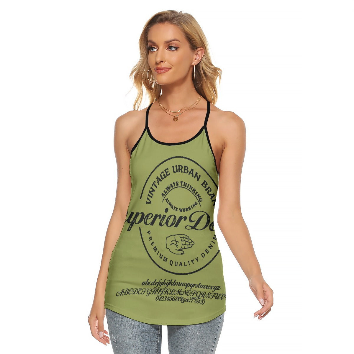 All-Over Print Women's Criss-Cross Open Back Tank Top