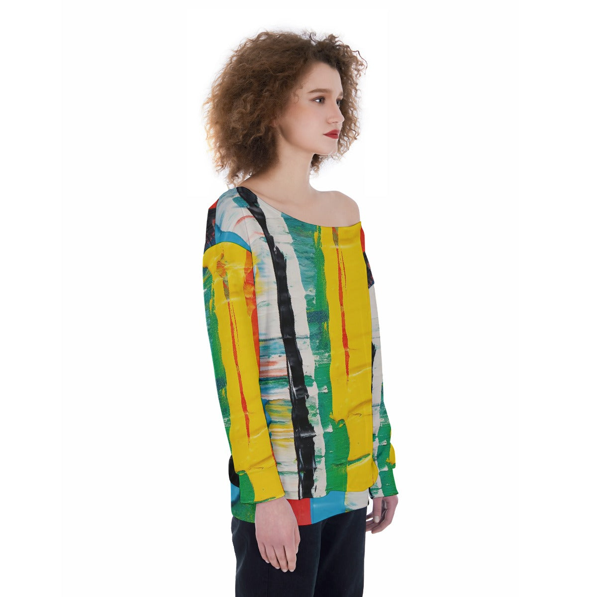 All-Over Print Oversized Women's Off-Shoulder Sweatshirt