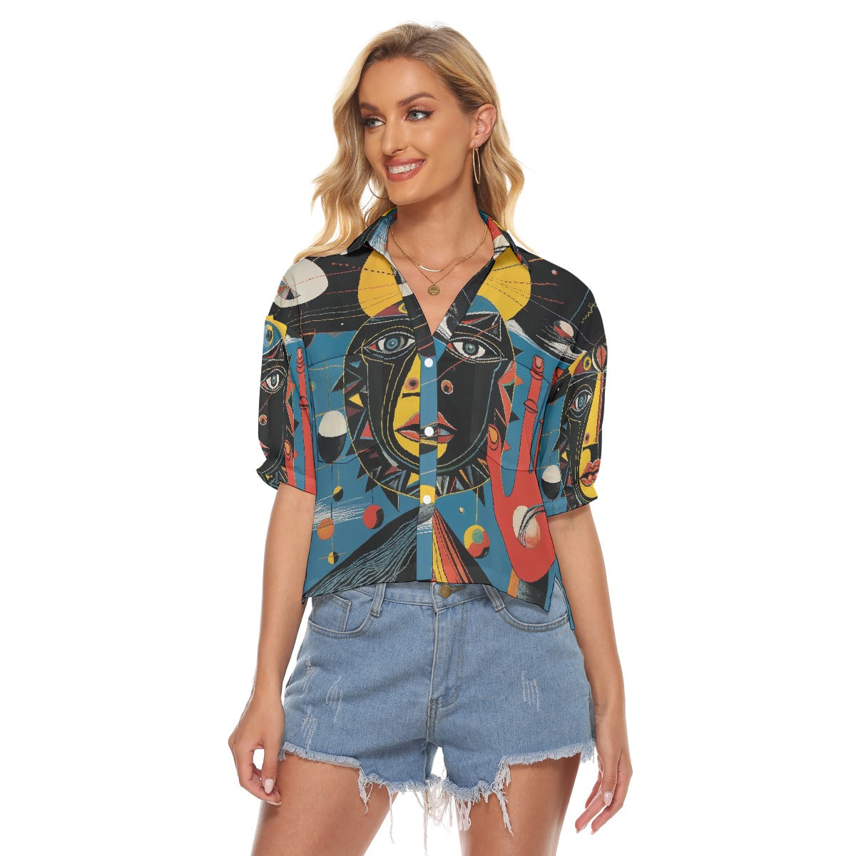 All-Over Print Women's V-neck Shirts