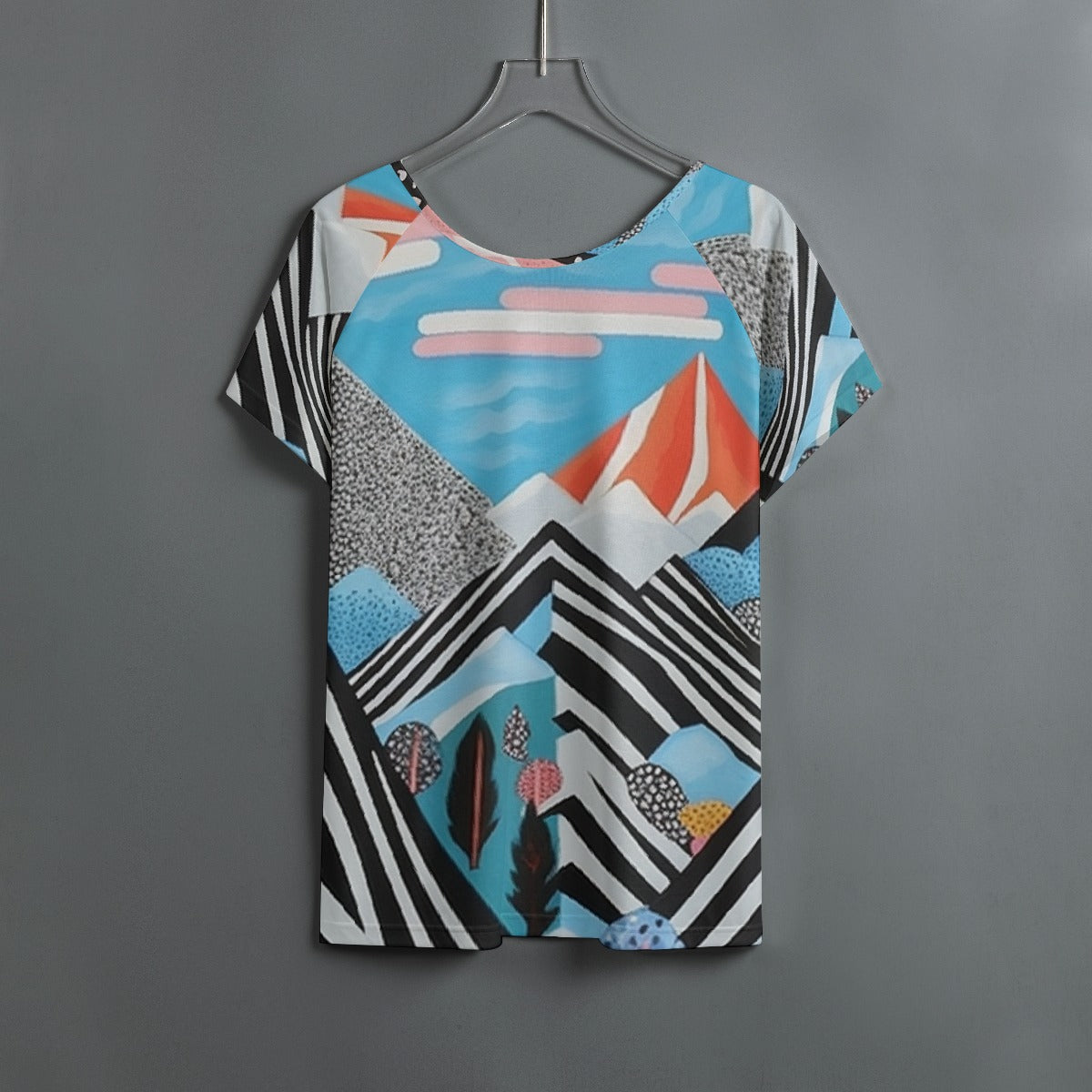 All-Over Print Women's Round Neck T-shirt With Raglan Sleeve